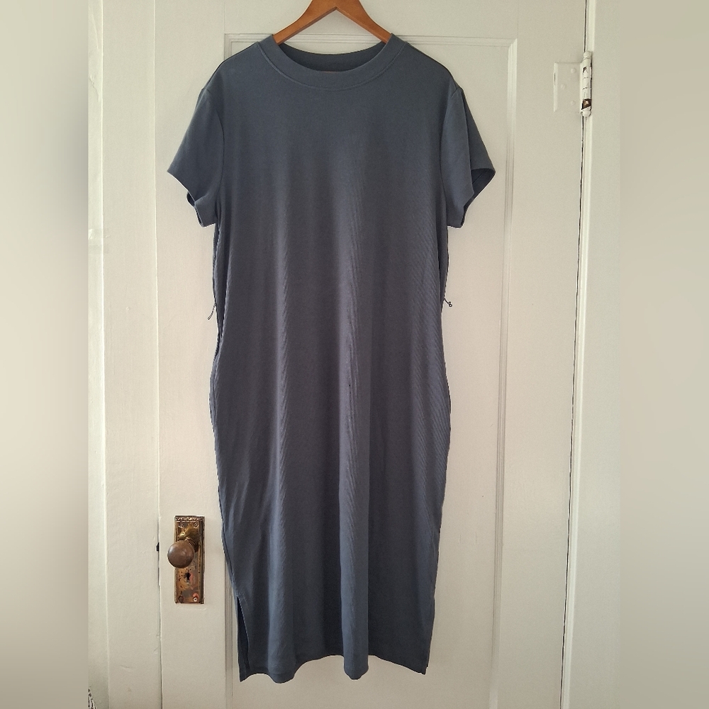 👗 Time & Tru Blue Dress XL – Pockets, Slits, Belt Loops
